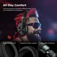 Casque de jeu numérique HiFi filaire supra-auriculaire à basses puissantes avec microphone détachable, étanche IPX4, Qualcomm, pour voyage et aviation