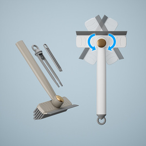 Rotating Multi Functional Crevice Brush With Clip And <b>Scraper</b> For Bathroom Floor <b>Cleaning</b> - Product Image 2