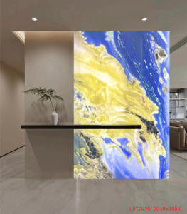 Đánh bóng đá cẩm thạch trắng tự nhiên sàn màu xanh bầu trời trắng đám mây Nội Thất Tường và sàn thiết kế với đèn nền tự nhiên - Product Image 2