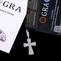 Gioielli Hip Hop in Argento Sterling 925 con Moissanite VVS, Design Personalizzato con Pepite d'Oro, Ciondolo Croce Cristiana Latina per Uomo