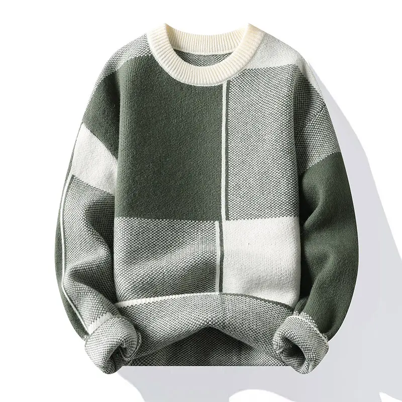 Manufacture Grid Unbranded Custom Pull over Sweater Pastel Premium Oversize Long Thick Plain V Neck Knit Sweater Men