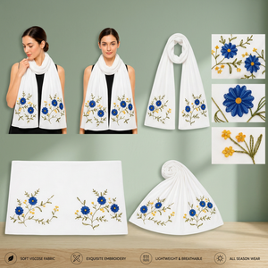 Embroidered Floral <b>Shawl</b> Scarf for Women Soft Viscose Breathable Lightweight Spring <b>Wrap</b> - Product Image 1
