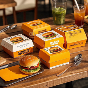 Vente en gros d'emballage alimentaire boîte de croustilles de poulet frites à emporter écologique boîte de nourriture burger personnalisé pépites de poulet boîte de collations - Product Image 1