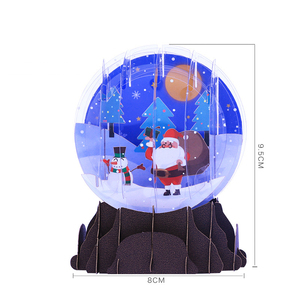 Handmade 3D pop-up giáng sinh Hươu đầu quả cầu tuyết nhà máy bán thiệp chúc mừng mong muốn & cảm ơn kinh doanh & Tình Yêu vật liệu giấy - Product Image 5