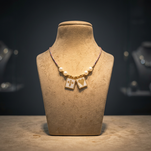 Collier à breloques en perles blanches et or Miyuki Delica, fait main, avec cordon tressé rose pastel et bleu, bijoux de mode bohème - Product Image 4