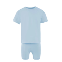 Sommer-Kinder-Pyjama-Set aus Weichem Stretch-Strick mit Kurzarm-Rundhals-T-Shirt und Knielangen Shorts, Unisex Kleinkinder Hauskleidung zum Schlafen
