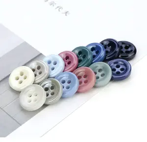 Botones de resina de plástico personalizados, 4 agujeros, Color negro, 11,5, 15mm, botones de camisa para ropa