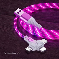Cable USB 3 en 1 en Oferta, Precio de Fábrica, Cobre Puro para Iluminación Nocturna, Transferencia de Datos, Carga de Energía de 3A para Teléfonos Móviles LPhones