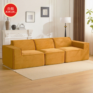 फ्लैनेल चेस्टरफील्ड मॉड्यूलर स्पंज सोफा आरामदायक संपीड़ित तीन सीट आधुनिक लिविंग रूम - Product Image 2