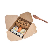 IO-fiambrera Bento degradable para niños, fiambrera de papel kraft reciclable