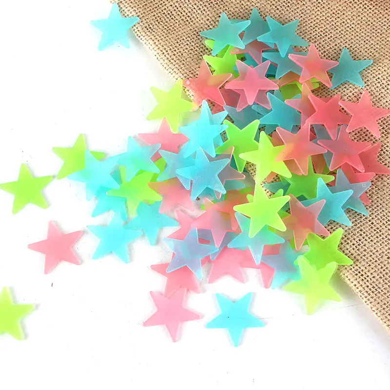 Hot Sale 3D glow stars glowing in dark fluorescent moon and letters stickers for kids bedroom ceiling wall