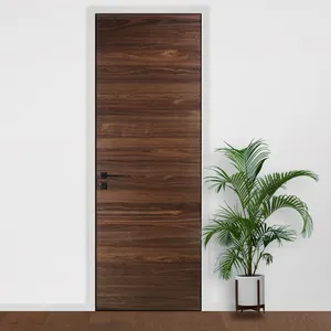 Walnut Doors Others Slab Doors For Houses Skin Veneer Single Modern Wooded Doors For House Interior