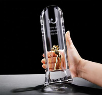 Trophée personnalisé en cristal K9 gravé à la main pour balles de golf vierges, avec options de logo, vente en gros