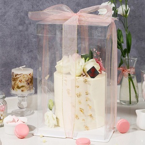 Newly Luxury White Clear Transparent Cake <b>Box</b> PVC Tall Cake Boxes <b>Round</b> clear Custom Colors and Sizes - Product Image 3