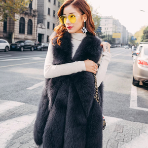Usine en gros 100% réel <span class=keywords><strong>gilet</strong></span> en fourrure de renard <span class=keywords><strong>mi</strong></span>-<span class=keywords><strong>long</strong></span> élégant <span class=keywords><strong>gilet</strong></span> en fourrure pour <span class=keywords><strong>femme</strong></span> - Product Image 5