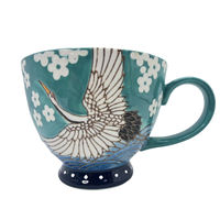 Vente en gros Tasse en céramique peinte style tigre léopard et grue à couronne rouge Tasse à café Tasses en céramique petit déjeuner lait avoine