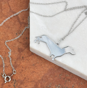 Collier à breloques pendentif chien teckel en acier inoxydable 316l NOUVEAU breloque plate avec collier à paillettes bijoux faits à la main en gros - Product Image 3