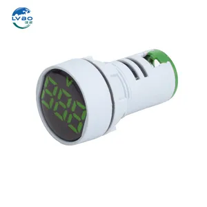 Lvbo โวลต์มิเตอร์ไฟ LED สีเขียวแบบกลมใช้ไฟ AC แอมป์มิเตอร์โวลต์มิเตอร์20-500โวลต์มิเตอร์