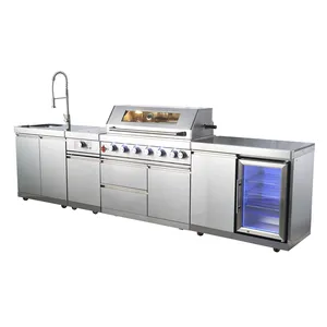 Customized Stainless steel built in gas grill larger BBQ Outdoor Modular kitchen Cabinet Garden