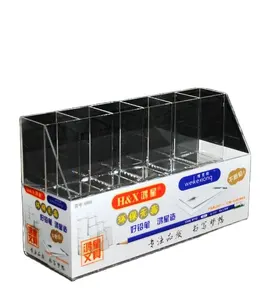 Fabricante de encargo de acrílico transparente de productos de papelería de lápiz de embalaje de la caja de visualización pantalla rack caja de almacenamiento