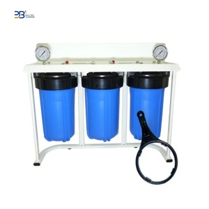 Ba giai đoạn lớn/lớn màu xanh 10 ''* 4.5'' Hệ thống lọc nước hệ thống lọc nước với đồng hồ đo áp suất và khung - Product Image 1