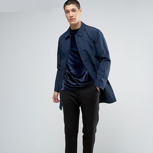 Customized Tall <strong>Navy</strong> Blank Velvet Short Sleeve Collar Wholesale Men <strong>Tshirt</strong> - Product Image 4
