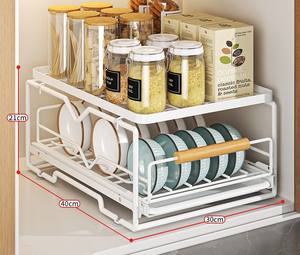 Égouttoir à vaisselle en métal antirouille étagère organisateur organisateur de cuisine coulissant étagère à vaisselle avec plateau de <span class=keywords><strong>vidange</strong></span> automatique - Product Image 6