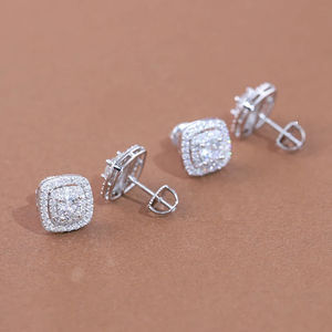 Pendientes de Diamantes Blancos Cultivados en Laboratorio de Plata de Ley 925, Joyería Elegante y Sencilla, Regalo para Mujer, para Bodas y Uso Diario - Product Image 2