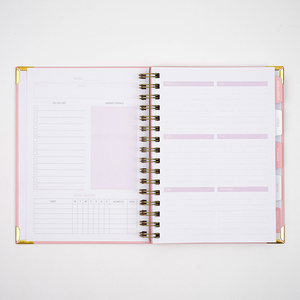 Cuaderno con impresión personalizada, Agenda de diario semanal A5 de color rosa con cubierta dura, planificador mensual, diario, Agenda, cuaderno en espiral, <span class=keywords><strong>2022</strong></span>, <span class=keywords><strong>2023</strong></span> - Product Image 6