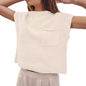 Suéter de Punto Holgado sin Mangas con Cuello Redondo y Bolsillo de Seda, Versátil y Moderno para Hombre, Primavera 2024, Disponible en Stock - Product Image 5