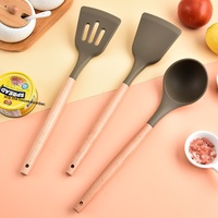 Ensemble d'ustensiles de cuisine de qualité supérieure, 12 pièces, résistants à la chaleur, de qualité alimentaire, cuillère, spatule, fouet à pâtisserie, pinces, manches en bois