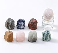 Flacon pulvérisateur de parfum en verre transparent cylindrique de 50 ml, avec pompe à pression à sertir, couvercle rétro en pierre brute, personnalisable avec logo, pour vente en gros