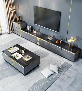 Meuble TV et Table Basse de Luxe Léger, Combinaison Américaine pour Salon, Carrée <span class=keywords><strong>en</strong></span> <span class=keywords><strong>Marbre</strong></span> avec Rangement - Product Image 6