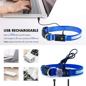 OEM Maßgefertigtes Luxus-Nylon-Kunststoff-Gurtband Solides Wasserdichtes USB-Aufladbares <span class=keywords><strong>LED</strong></span>-Hundehalsband für Nachtläufe Hundesicherheit - Product Image 4