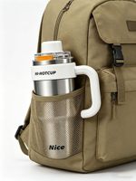 Bouteille isotherme en acier inoxydable à double paroi de 40 oz avec poignée, paille et couvercle pour le camping et les voyages – Vente en gros