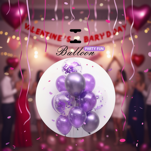 Ballons de fête amusants, 12 pouces, ballons en latex métallisé violet avec confettis pour la décoration de mariage, d'anniversaire ou de fête - Product Image 2