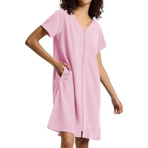Bata de mujer 100% algodón con tejido gofrado, cierre frontal con cremallera, manga corta, largo hasta la rodilla, bata con cremallera, batas de spa, ropa de dormir para mujer, ropa al por mayor - Product Image 3