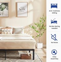 Cadre de lit plateforme en métal robuste de 14 pouces, taille King, pour chambre d'hôtel