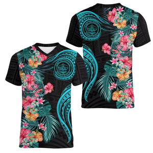 <span class=keywords><strong>Camiseta</strong></span> de poliéster con cuello en V para <span class=keywords><strong>mujer</strong></span> Wallis y Futuna con logotipo personalizado para el Día DE LA Independencia - Product Image 2