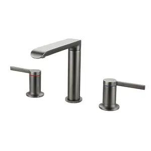 Lusa Factory Price 3 Holes Bathroom Tap Hot And Cold Bathroom Mixer Double Handle Basin Faucet