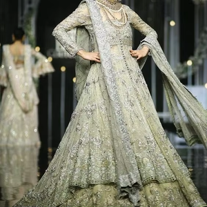 ATIYA LIBAS Lehenga Choli élégant et magnifique de style indien/pakistanais en acétate avec broderie lourde en zardozi pour mariage - 2019 - Product Image 6