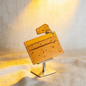 Cute Cheese Inspired High Quality Genuine Leather Open Closure Minimalist Slim Card Holder & Organizer - Product Image 4