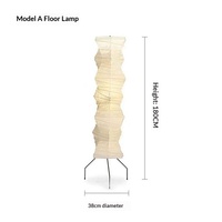Lámpara de Pie Isamu de Hierro Estilo Japonés Akari, Pantalla de Papel Estilo Wabi-Sabi, Luz LED para Sala de Estar, Estudio, Ambiente Zen, Casa de Huéspedes