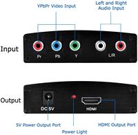 Componente 5RCA Ypbpr RGB L/R Video a HD HDTV Converter Soporte 1080P Audio de DVD PSP a HDTV