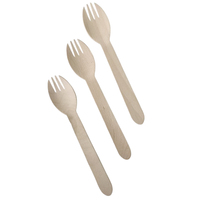 Fourchette-cuillère en bois de bouleau compostable vert 2-en-1, mini-fourchette-cuillère jetable en bois pour la maison, le jardin et les rassemblements informels