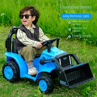 Bulldozer électrique pour enfants, excavatrice à 4 roues, chariot élévateur en plastique rechargeable, jouet de construction