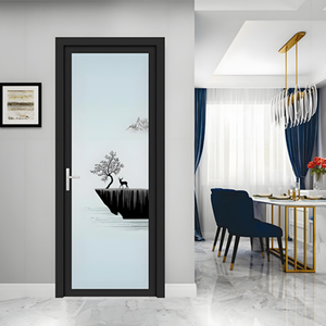 דלת חביות מחיצה פנים מודרנית דלת חדר אמבטיה גינה-מסגרת אלומיניום זכוכית צלולה 5 + שנה - Product Image 3