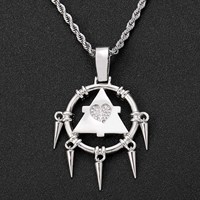 Collier pendentif roue du millénaire en strass doré et argenté pour hommes et femmes, bijoux hip-hop style anime glacé