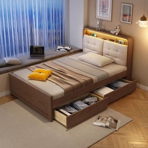 Cadre de lit en bois moderne tendance avec tiroir de rangement Ensembles de meubles de <span class=keywords><strong>chambre</strong></span> Option <span class=keywords><strong>Design</strong></span> contemporain Idéal pour les chambres modernes - Product Image 2