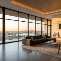 Ventana Panorámica Insonorizada de Gran Tamaño con Marco de Aleación de Aluminio y Vidrio Amplio, Ventana Fija de Piso a Techo